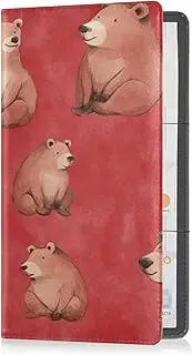 [Caihoyu] Pu Leather Car Registration and Insurance Card Holder Men Women Automobile Wallet Case Organizer for Documents, Cards, License Cute Bears