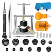 Watch Repair Kit,Watch Press Tool Set, Watch Battery Replacement, Watch Back Remover Holder, Spring Bar, Tweezers As Shown