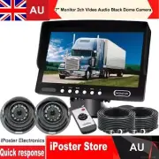 7" Monitor+Dual Reversing Eyeball CCD 4PIN Dome Camera for Truck Caravan Bus Van