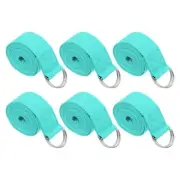 6Pcs 6 Feet Cotton Yoga Strap Belt Stretch Bands with D-Ring Buckle, Lake Green