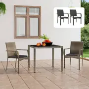 Garden Chairs with Cushions 2 pcs Poly Rattan Grey vidaXL