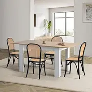 Oikiture Modern Extendable Dining Table and Chairs Set with 160cm Table, 4 Chairs, Black