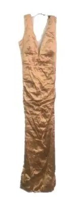 Nicole Miller Artelier ANTIQUE ROSE Solid Techno Metal Plunge Gown, US 6