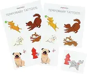 Dog Temporary Tattoos, 2 sheets | Puppy Tattoos for Kids | Dog Birthday Party Favor