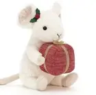 JellyCat Plush Merry Mouse Present 18cm(7in )NWT, w/Gift Wrap