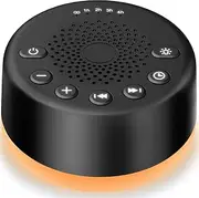 Easysleep Sound White Noise Machine with 25 Soothing Sounds with Memory Function 32 Levels of Volume and 5 Sleep Timer Powered by AC or USB for Sleeping Relaxation (Black, with Light)