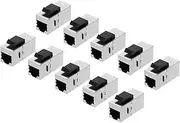 uxcell 10 Pack RJ45 Cat 6 Ethernet Coupler, Cat6 Shielded Coupler Jacks Female to Female Ethernet Adapter, Silver