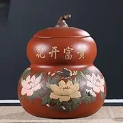 Large Ceramic Rice Canister, 10kg Ceramic Rice Jar With Lid, Traditional Food Storage Bucket, Rice Dispenser Sealed, Porcelain Bottle For Rice, Soybeans, Corn, Flour(Red)