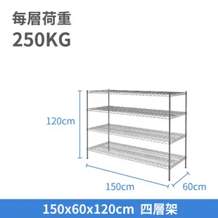 置物架鎖管｜150X60X120H 四層架 單層平均荷重250KG 層架 鐵架 貨架 鐵力士架