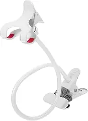 Mobile Phone Bedside Stand Cell Phone Gooseneck Phone Holder for Bed Flexible Long Arm Phone Mount Folding Bracket Phone Stand Headboard Phone Clip Flexible Phone Stand Alloy White