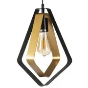 Fiorentino Kreola Modern Angular Metal 1L Diamond Pendant Light - Black/Gold