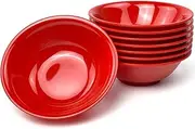 EWEIGEER 6-inch Melamine Bowls for Cereal Salad Rice Soup Dessert Snack Candy Ice-Cream Pudding Fruit Plastic Bowl.(8 PCS) Red