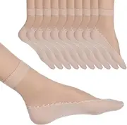 [Aeaocvo] 10 Pairs Sheer Socks for Women, Sheer Ankle Socks with Cotton Sock Bottom Anti-Slip Nylon Ankle Sock for Women