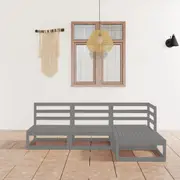 4 Piece Garden Lounge Set Grey Solid Pinewood vidaXL