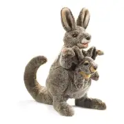 Folkmanis Kangaroo With Joey 20 Inch Plush Puppet NEW IN STOCK