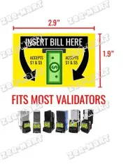 (5) Dollar Bill Validator/Dollar Bill Acceptor Sticker- $1 & $5 - MEI Coinco ICT