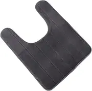 Hoement U-Shaped Memory Foam Toilet Rug Anti-Skid Bathroom Floor Mat Dark Grey Soft Comfortable Closestool Mat Easy to Wash Non-Slip Backing