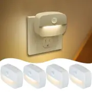 Motion Sensor Night Light Plug in 4 Pack,10-60Lm Stepless Dimming,3 Light