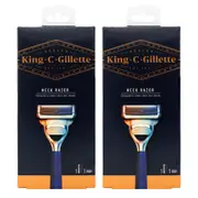 King C. Gillette Neck & Cheeks Razor Handle 2 Pack