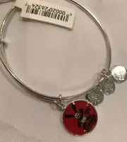 NEW Disney Parks ALEX AND ANI Oswald Lucky Rabbit 90 Years Silver Bracelet Red