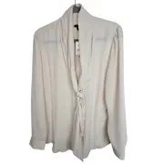 Ann Taylor Factory Top Sheer Top Long Sleeve Blouse Button Front Blouse L NEW