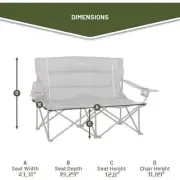 TIMBER RIDGE 2 Person Folding Loveseat Comfortable Double Foldable Camping Chair