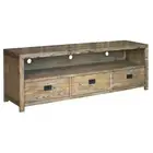 ROBYN RUSTIC SOLID OAK TELEVISION ENTERTAINMENT UNIT ETU 3 DRAWERS NATURAL OAK