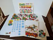 Vintage Super Signs Static Cling Christmas Kit Lot of Holiday Window Decoration