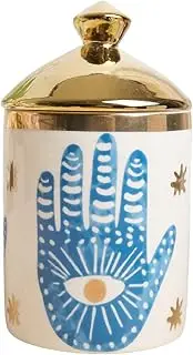 Beccalame Big Eye Aromatherapy Candle Jar With Lid Ceramic Makecup Cotton Swab Holder Home Deocrative Bottler, Home Fireplace Kitchen Dining Decor For Living Room Knick Knacks Candle Holder