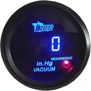 E Support 52mm Black Car Motor Digital Blue LED Light Vacuum Gauge Meter