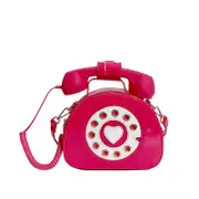 Nevenka Women Telephone Shaped Handbag Retro Phone Top-Handle Crossbody Bags-RoseRed