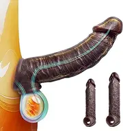Penis Sleeve Cock Sleeve Extender - Realistic Soft Silicone Penis Enlarger Penis Ring, Adult Toys Sex Toys for Enlarge Prolong Pleasure, Adult Sex Toys for Men Women Couples (S)