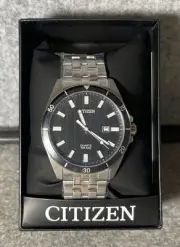 Citizen Men's Watch Silver & Black - Subtle Vertical Lines G112-S114349