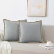 Set of 2 Throw Pillow Covers - Burlap 18" x 18" (Pack of 2) Concrete Grey