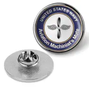 U.S. Navy Aviation Machinist's Mate Round Tie Tac, Hat Pin, Lapel Pin - Silver
