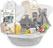 New Baby Boy/Girl Gift Basket (20 Items) for a New mom Elephant Baby Gift Set. Welcome Baby Care Package All w/Newborn Essentials Bundle for Expecting Moms Baby Shower, After Labor Unisex