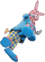 NAMOARLY Retro Style Iron Rabbit Drummer Creative Toy for Music Lovers Decorative Wind-up Robot for Home