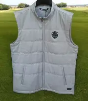 TRAVIS MATHEW Interlude Puffer Golf Vest Men’s Large Light Gray NWT $149