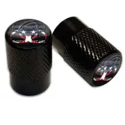 2 Black Billet Aluminum Knurled Tire Valve Caps - Zombie Hunter USA
