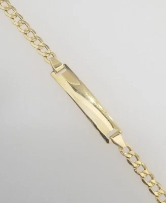 Sale Real14K Yellow Gold 6" Inch Cuban Chain Child Kid Baby ID Bracelet