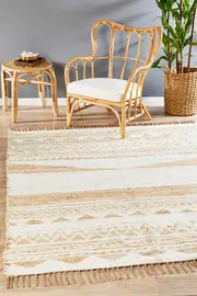 Rug Culture White Hand Loomed Jute & Cotton Chenille Rug