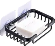 Wall-Mounted Self-adhesive Soap Dish Soap Dish Holder Black Drip Tray Soap Dish Space Aluminum Soap