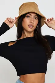 Brown Corduroy Bucket Hat - Size ONE, Women's Hats