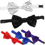 [Healvian] 5PCS Sequin Bow Tie for Men Women Creative Party Accessories Red Purple Blue Black for Weddings Birthdays and Gatherings