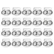 20Pcs Alloy Spring Cord Lock Ends Toggle for Shoelaces Bright Silver 17x15x7mm
