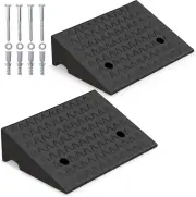 Costway Curb Ramp 2 Pack, 13cm Raised Height Rubber Threshold Ramps Set w/Pre...