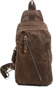[TRICIA] Canvas Crossbody Bag Sling Bag Messenger Bag for Men Shoulder Bag Crossbody Handbags, Coffee