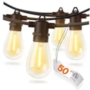 50FT LED Outdoor String Lights with Edison Shatterproof Bulbs, Weatherproof