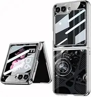 Toughened Glass Phone Case for Samsung Galaxy Z Flip 6, Color Painting Folding Shell for Z Flip6, Anti-Fall Cover with Electroplated Frame (3, for Flip 6)