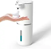 Automatic Soap Dispenser, Touchless Foaming Soap Dispenser 380ml USB Rechargeable Dispenser Electric Wall Mounted 4 Levels Adjustable Foam Soap Dispenser Pump for Bathroom Kitchen Dish Soap (White)